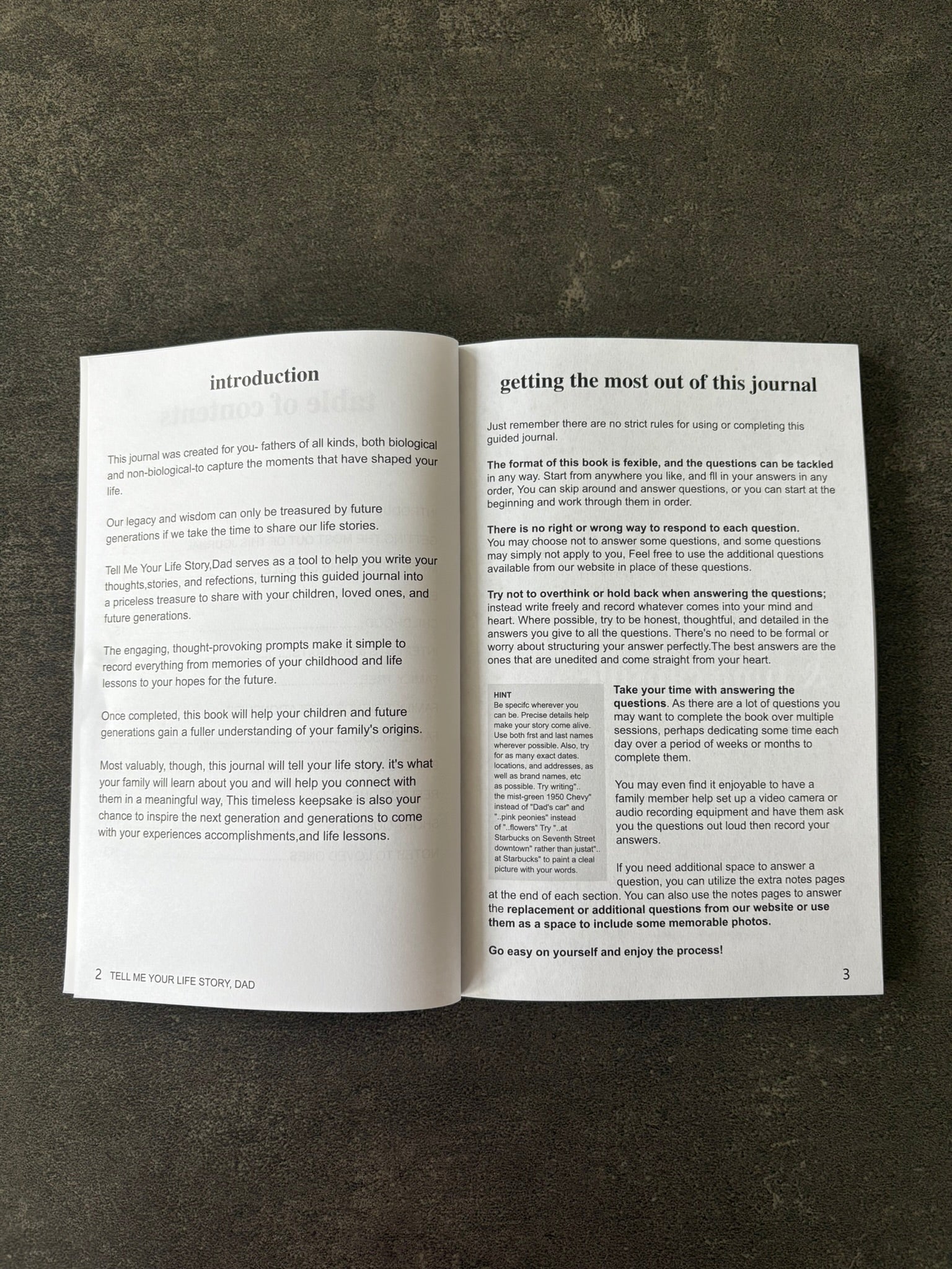 "Tell me your Story" Memory Journal