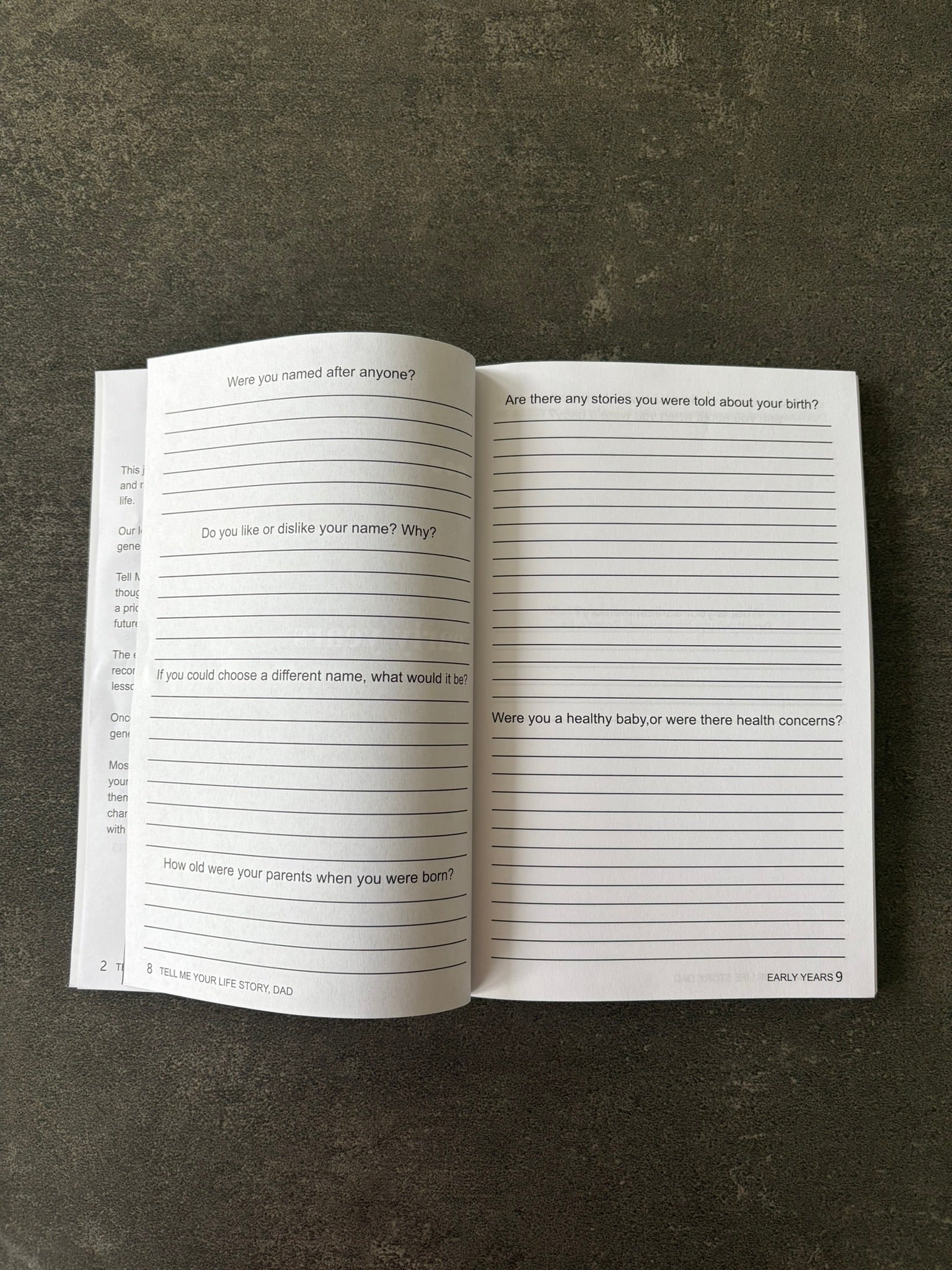 "Tell me your Story" Memory Journal